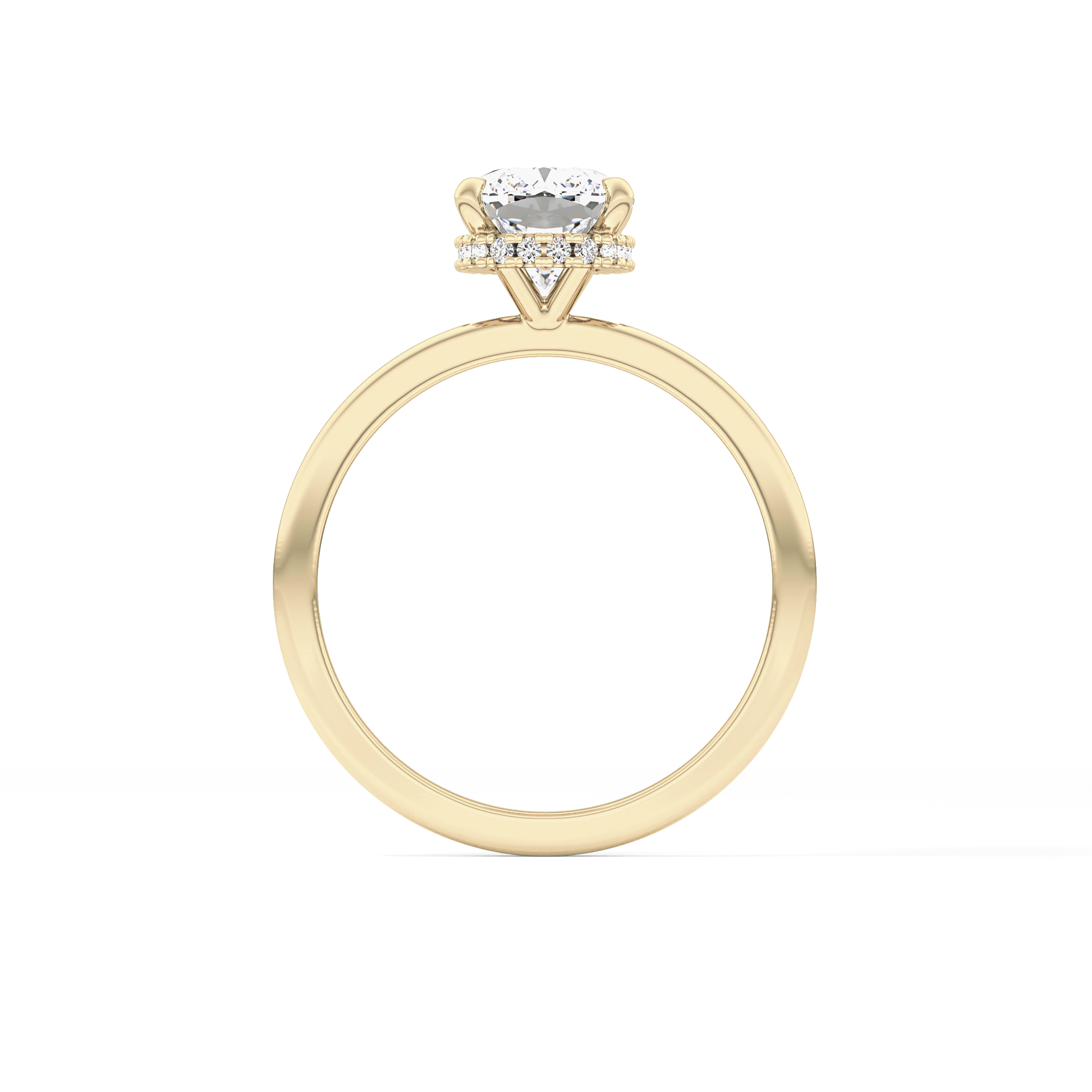 Cushion Hidden Halo Lab Grown Diamond Engagement Ring