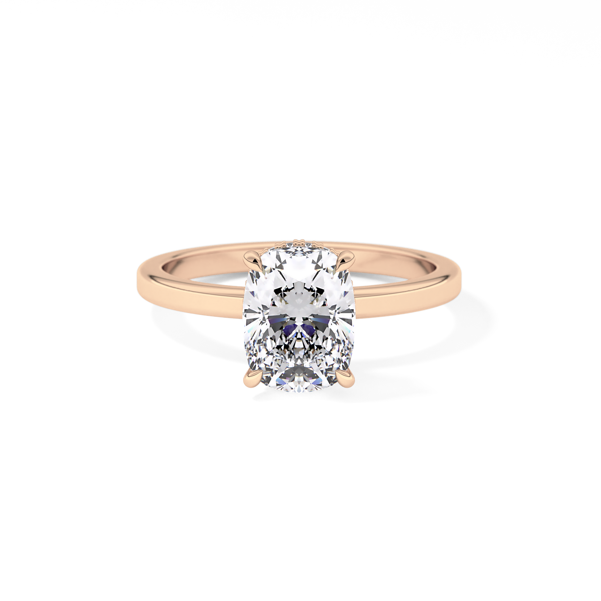 Cushion Hidden Halo Lab Grown Diamond Engagement Ring