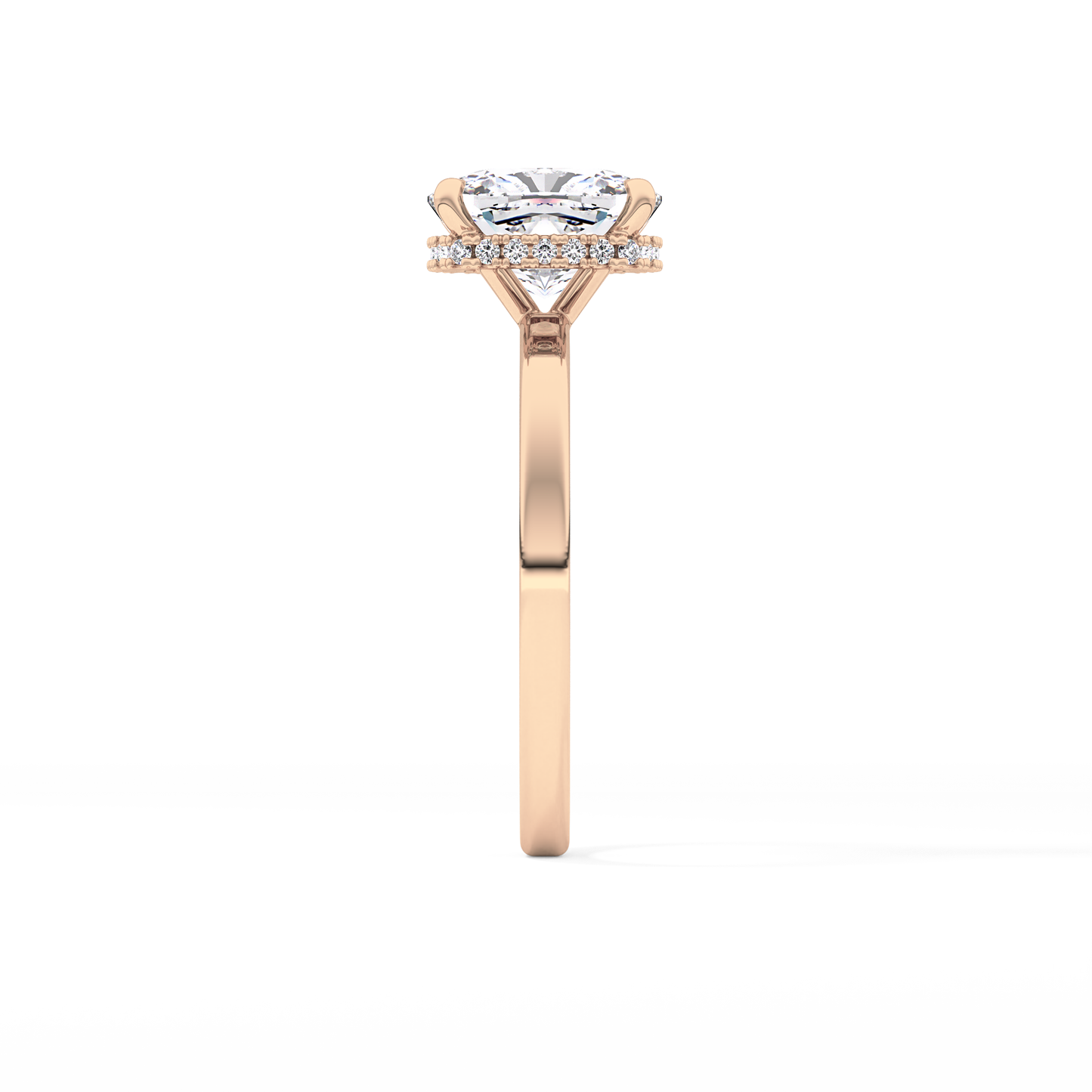 Cushion Hidden Halo Lab Grown Diamond Engagement Ring