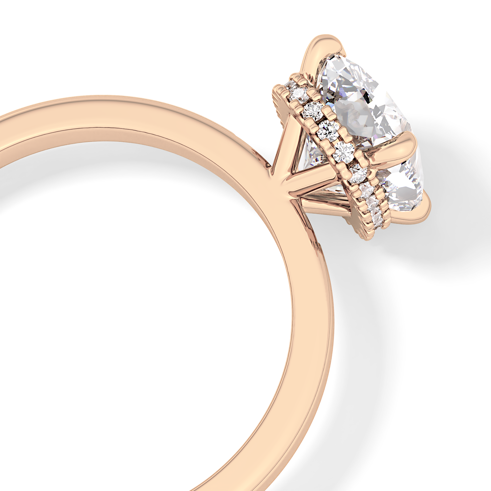 Cushion Hidden Halo Lab Grown Diamond Engagement Ring