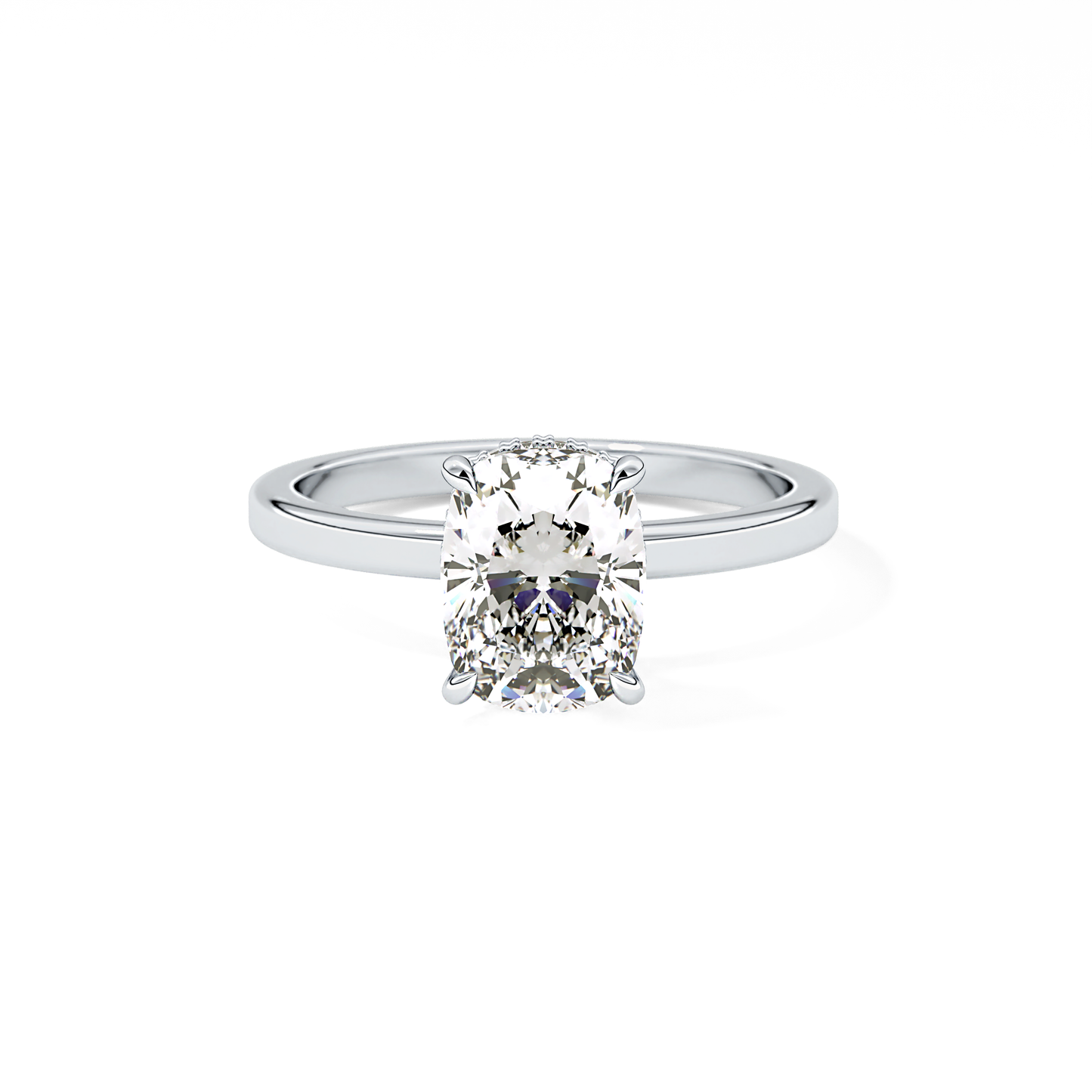Cushion Hidden Halo Lab Grown Diamond Engagement Ring