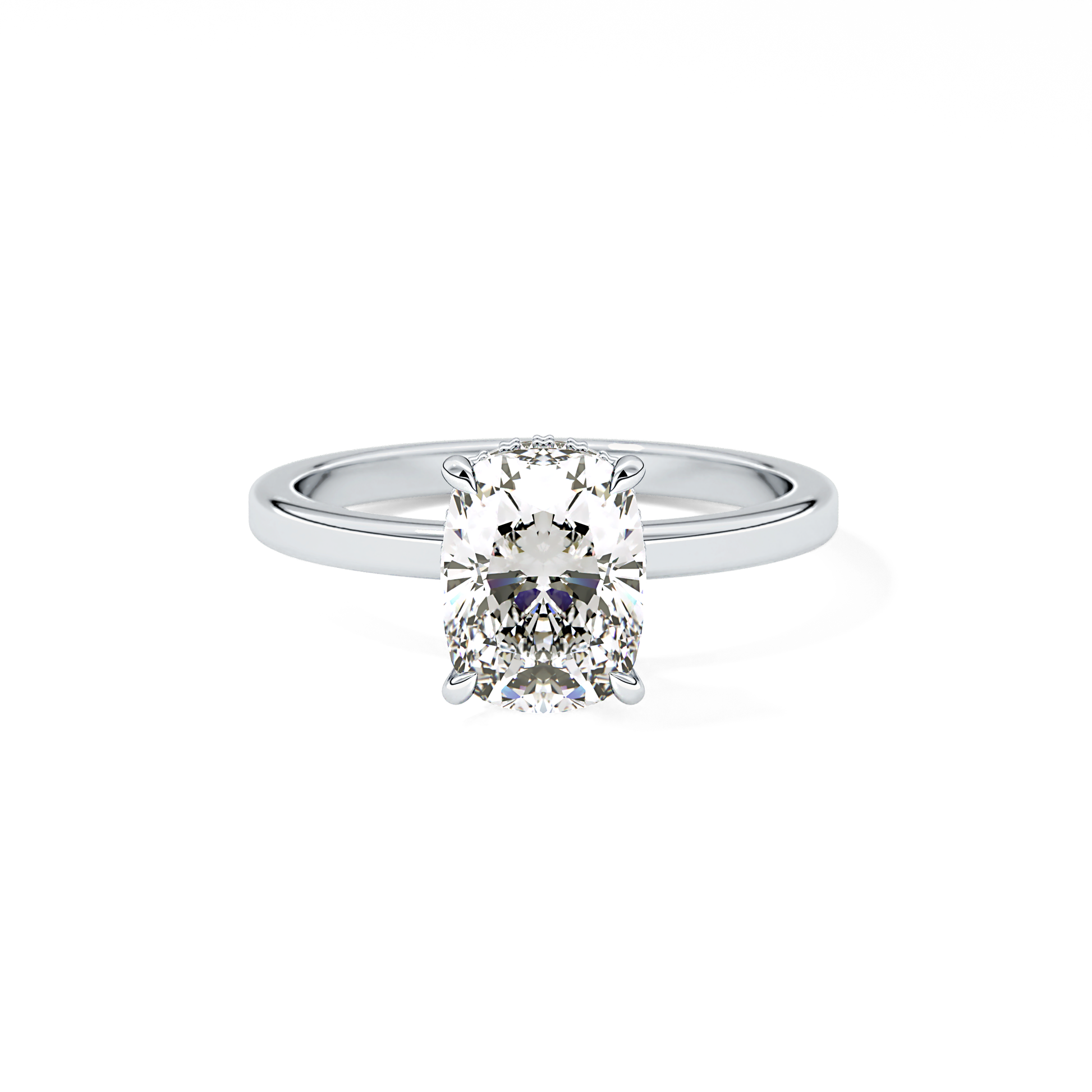 Cushion Hidden Halo Lab Grown Diamond Engagement Ring