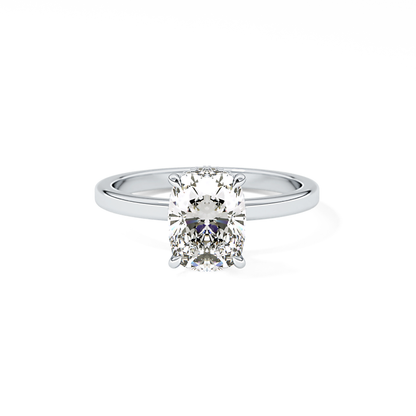 Cushion Hidden Halo Lab Grown Diamond Engagement Ring