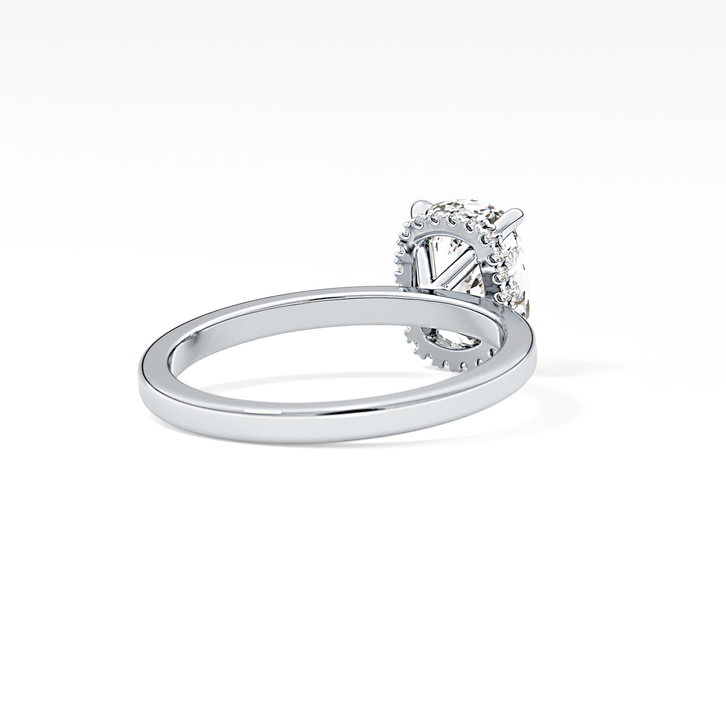 Cushion Hidden Halo Lab Grown Diamond Engagement Ring