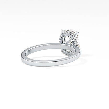 Cushion Hidden Halo Lab Grown Diamond Engagement Ring