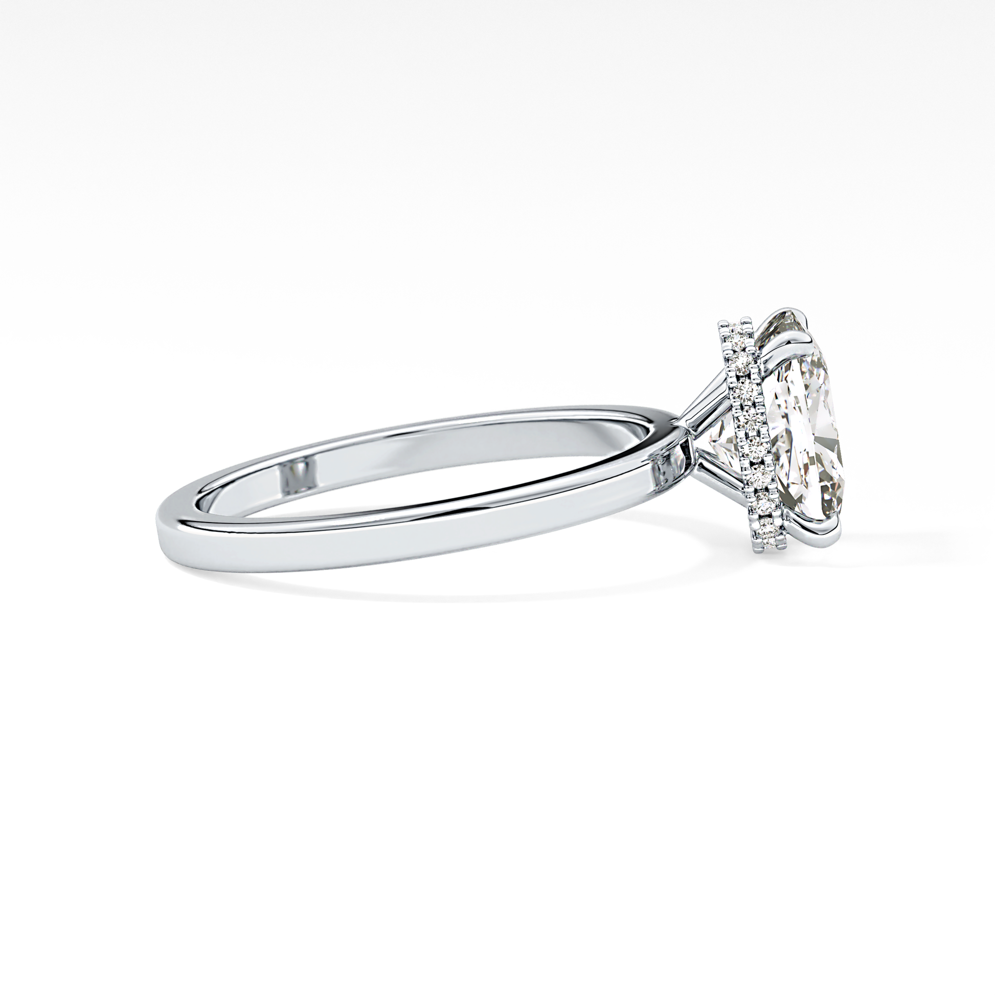 Cushion Hidden Halo Lab Grown Diamond Engagement Ring
