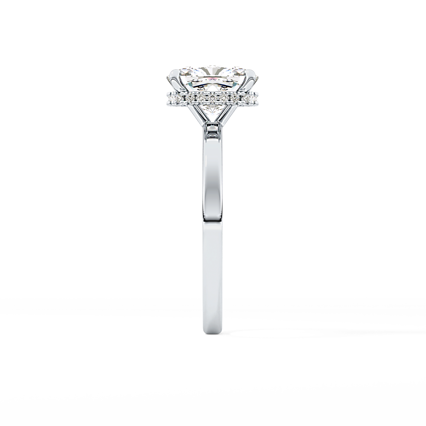 Cushion Hidden Halo Lab Grown Diamond Engagement Ring