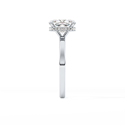Cushion Hidden Halo Lab Grown Diamond Engagement Ring
