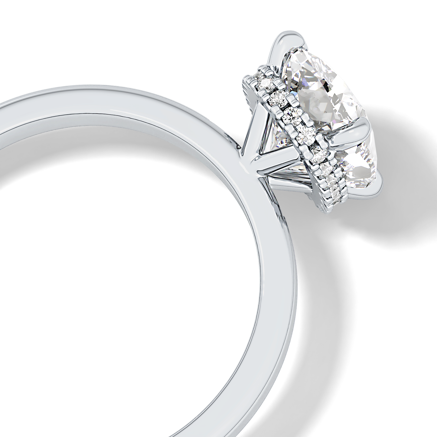 Cushion Hidden Halo Lab Grown Diamond Engagement Ring
