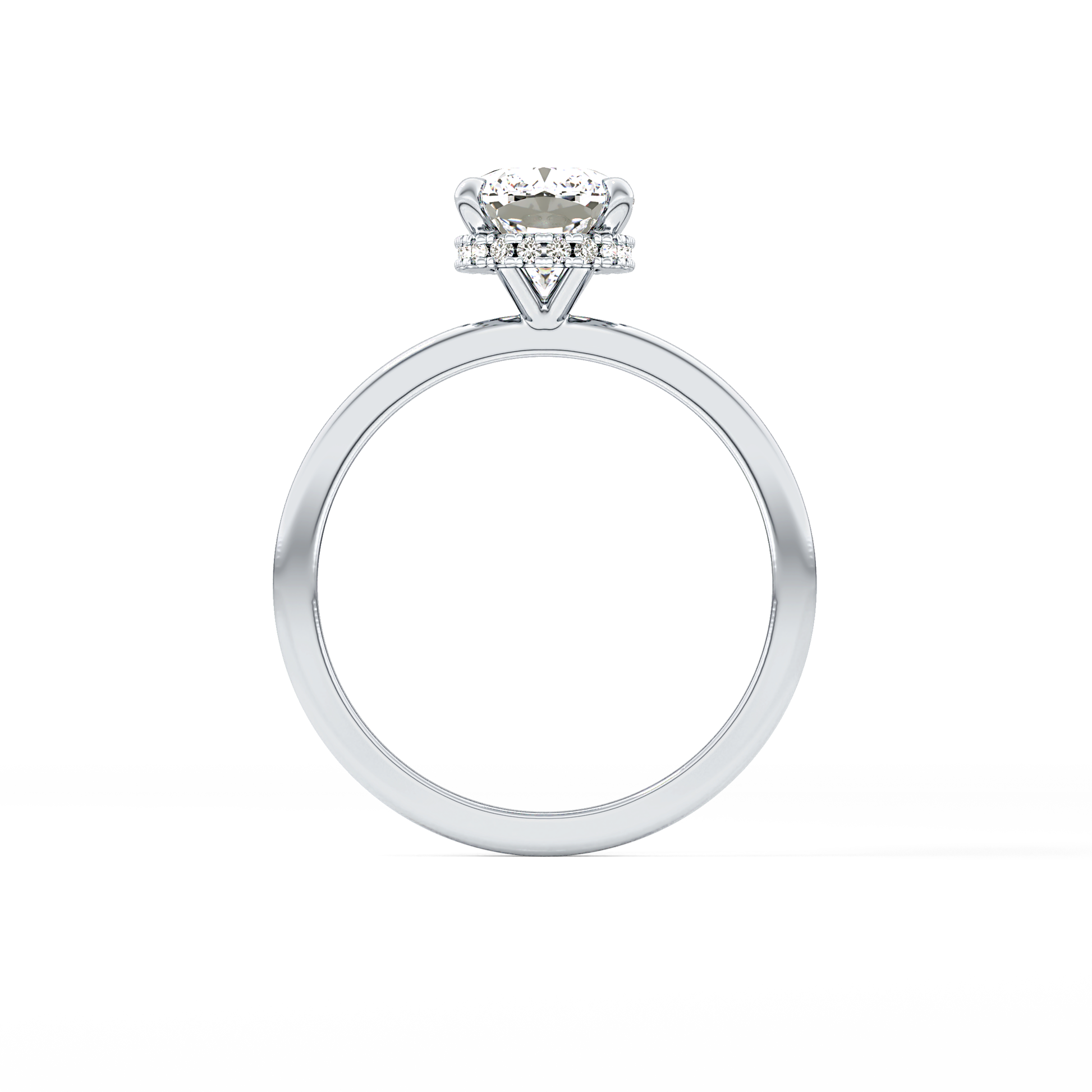 Cushion Hidden Halo Lab Grown Diamond Engagement Ring