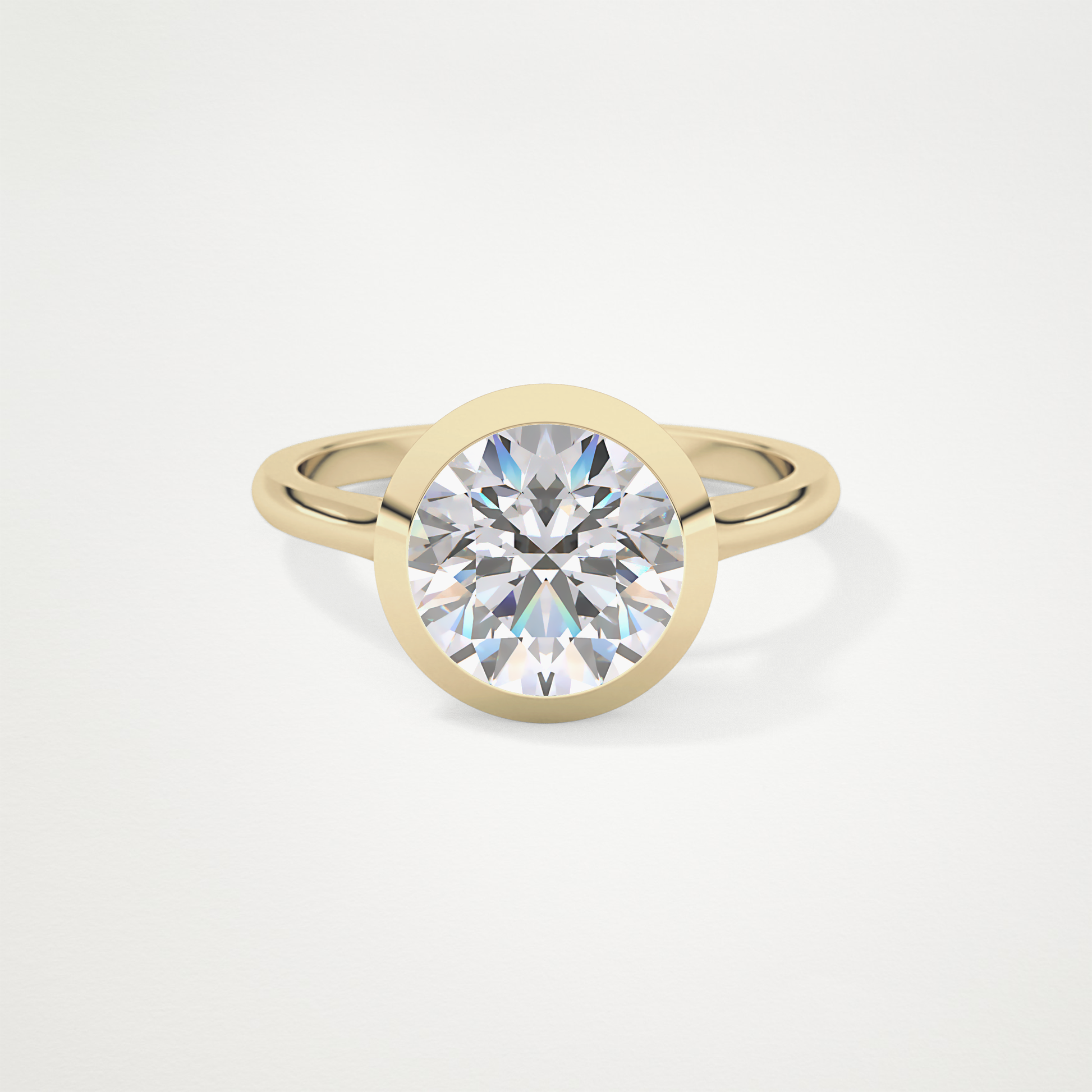 Round Bezel Lab Grown Diamond Engagement Ring