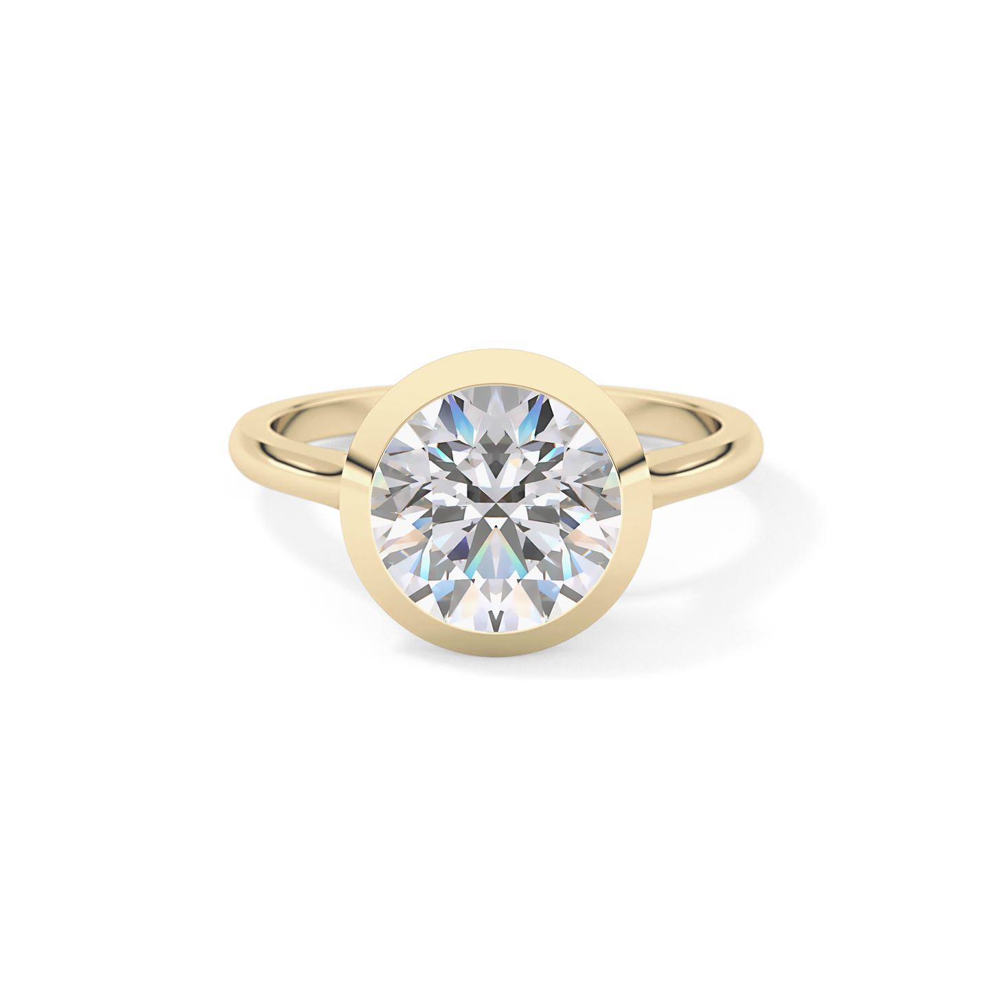 Round Bezel Lab Grown Diamond Engagement Ring