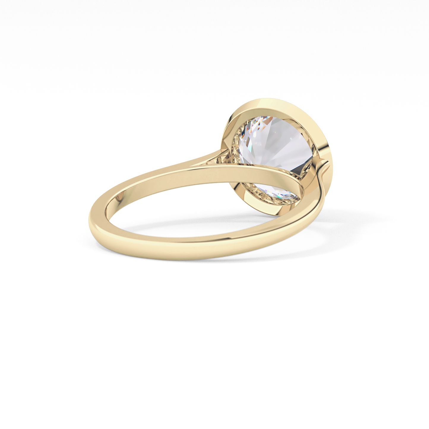 Round Bezel Lab Grown Diamond Engagement Ring