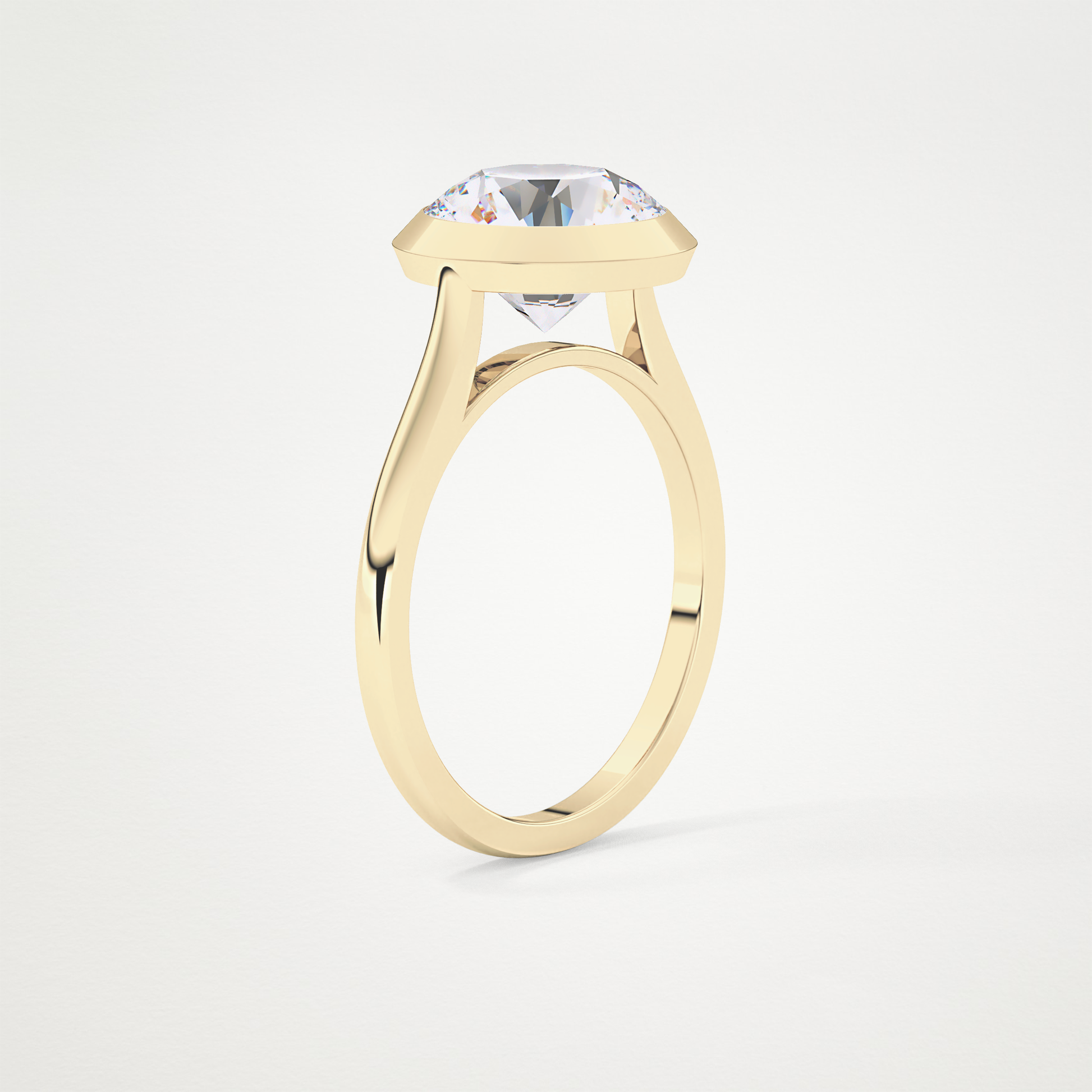 Round Bezel Lab Grown Diamond Engagement Ring