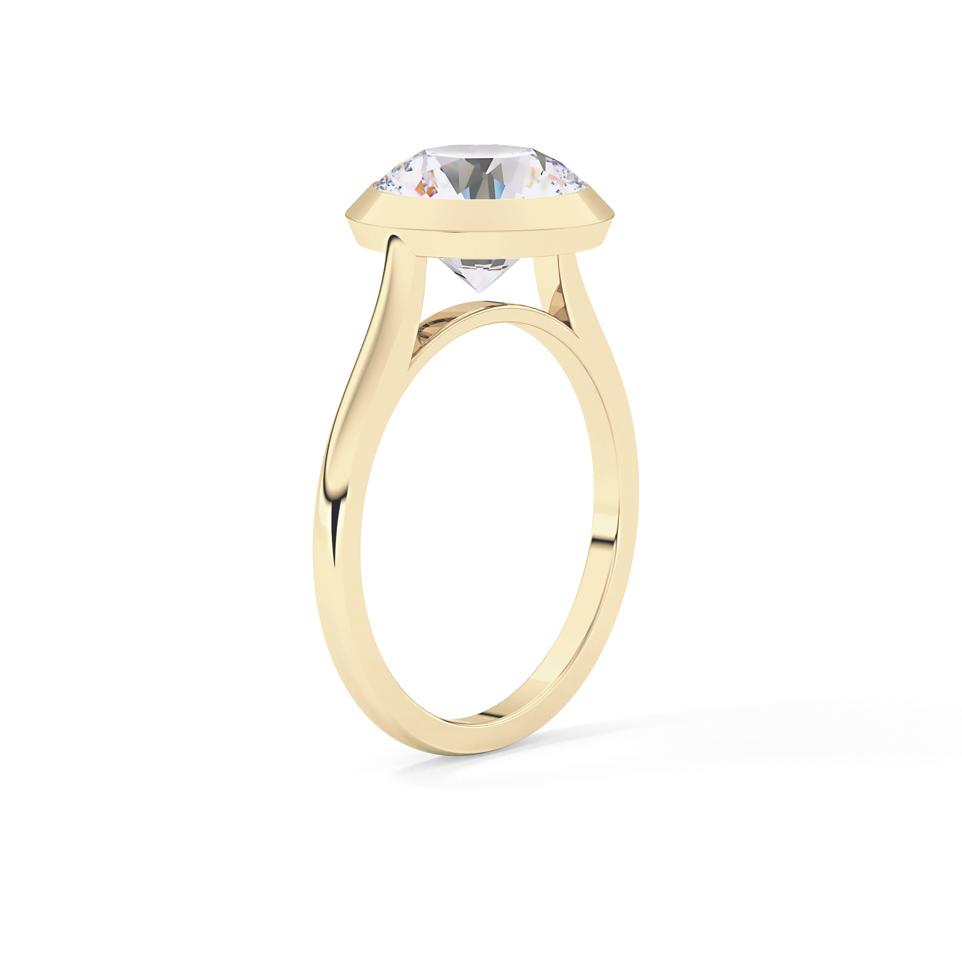 Round Bezel Lab Grown Diamond Engagement Ring