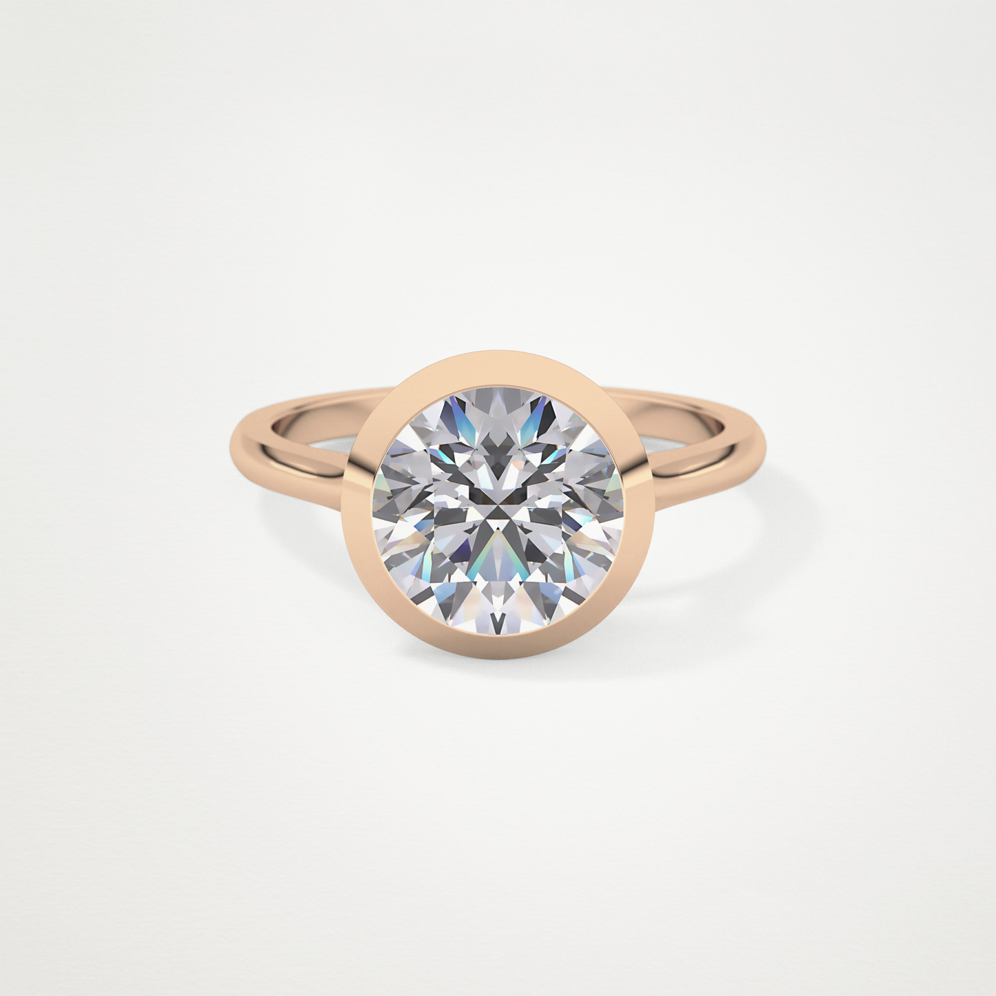 Round Bezel Lab Grown Diamond Engagement Ring