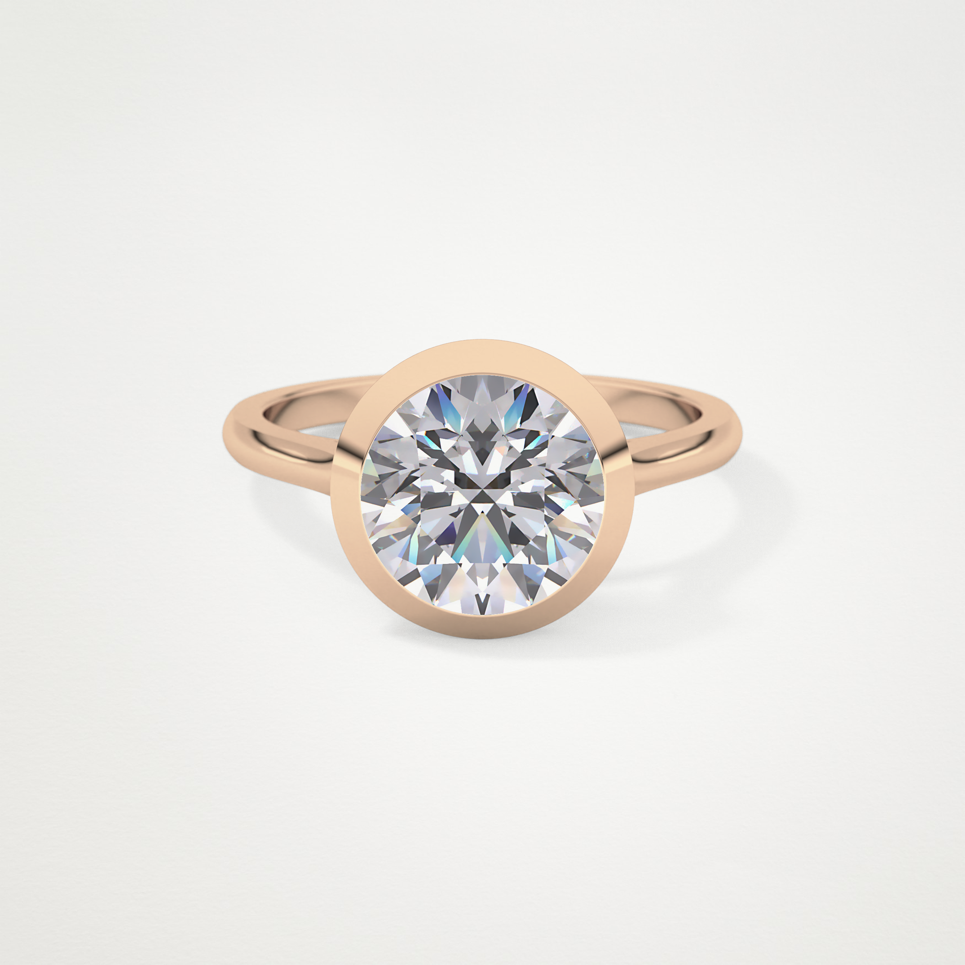 Round Bezel Lab Grown Diamond Engagement Ring