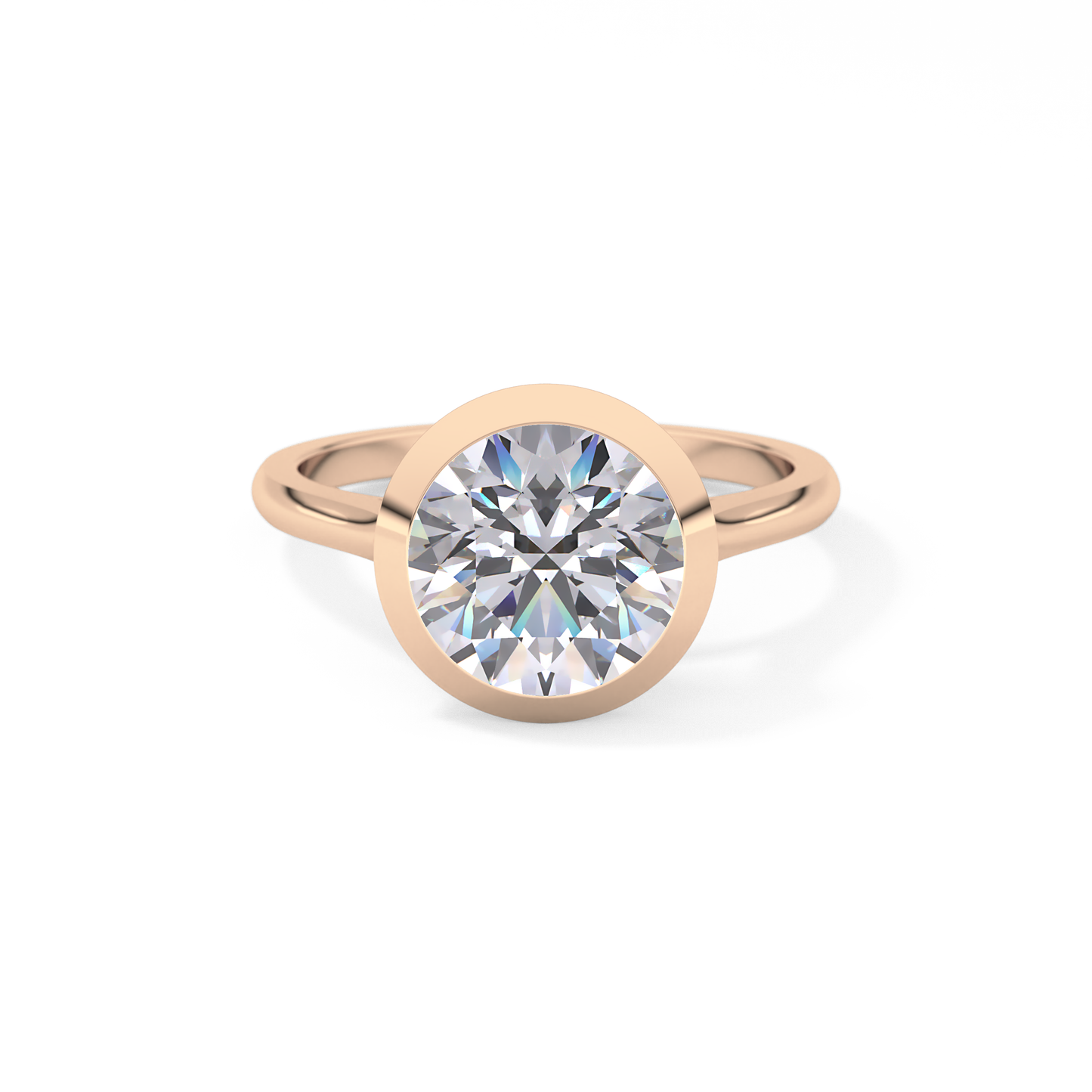Round Bezel Lab Grown Diamond Engagement Ring