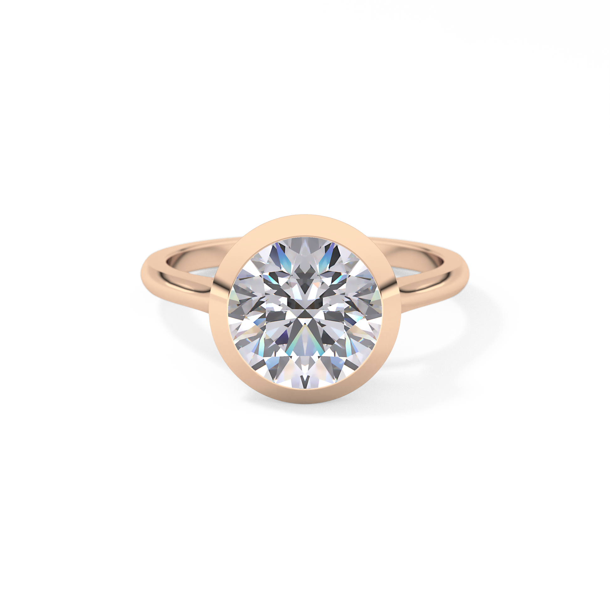 Round Bezel Lab Grown Diamond Engagement Ring