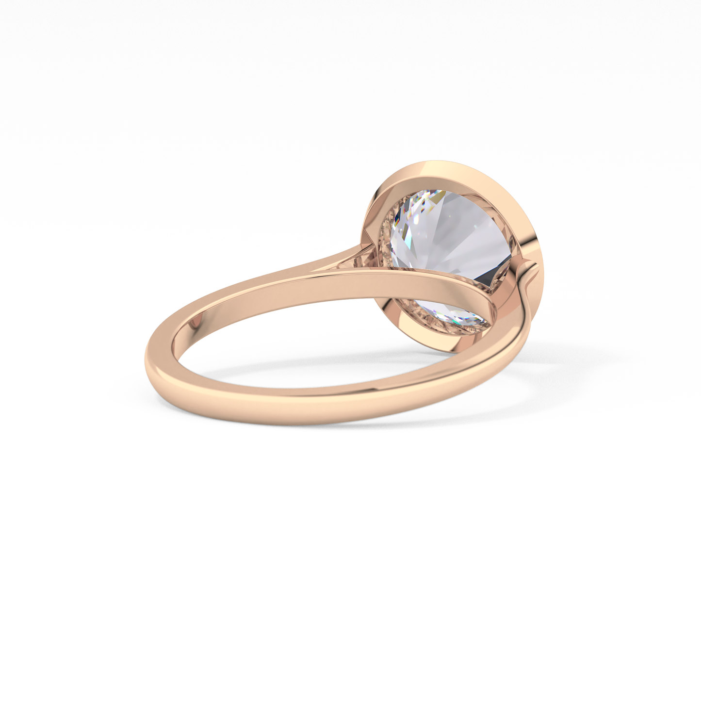Round Bezel Lab Grown Diamond Engagement Ring