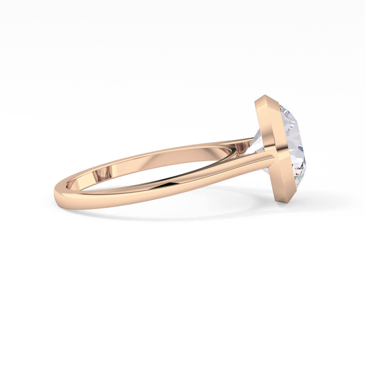 Round Bezel Lab Grown Diamond Engagement Ring