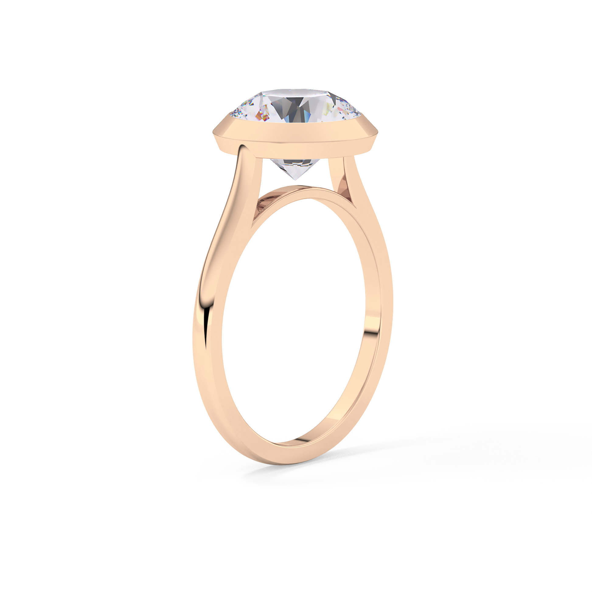 Round Bezel Lab Grown Diamond Engagement Ring