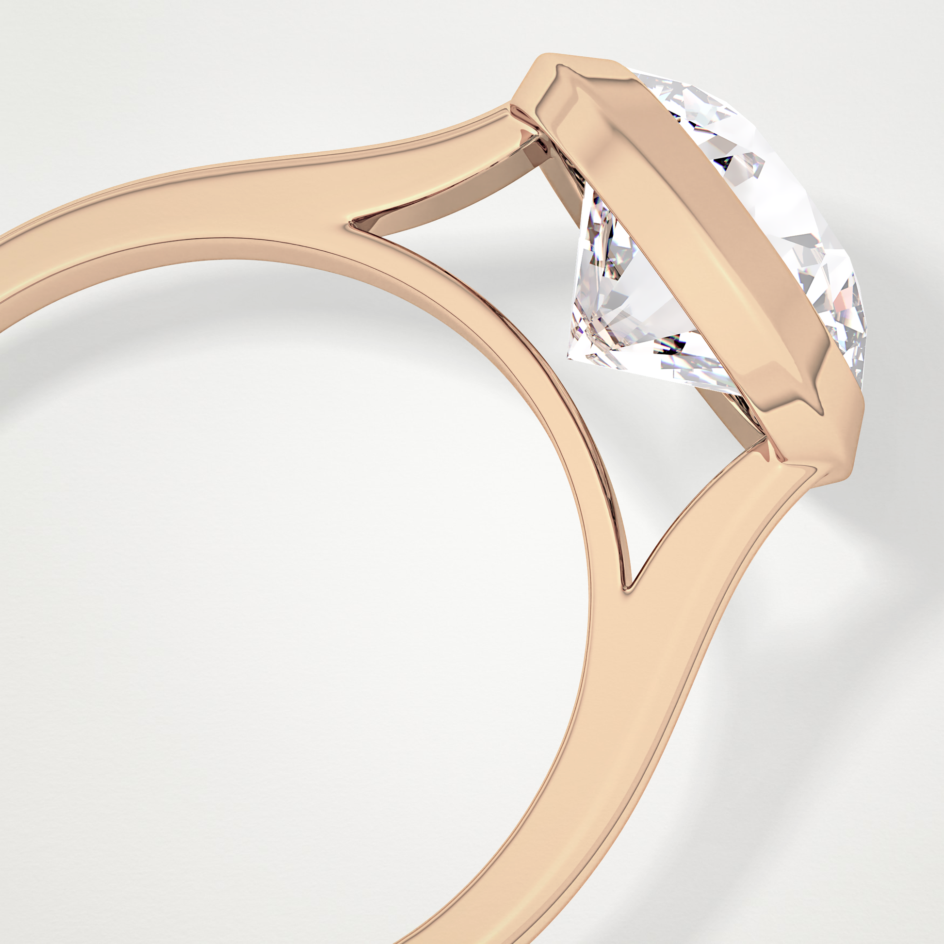 Round Bezel Lab Grown Diamond Engagement Ring