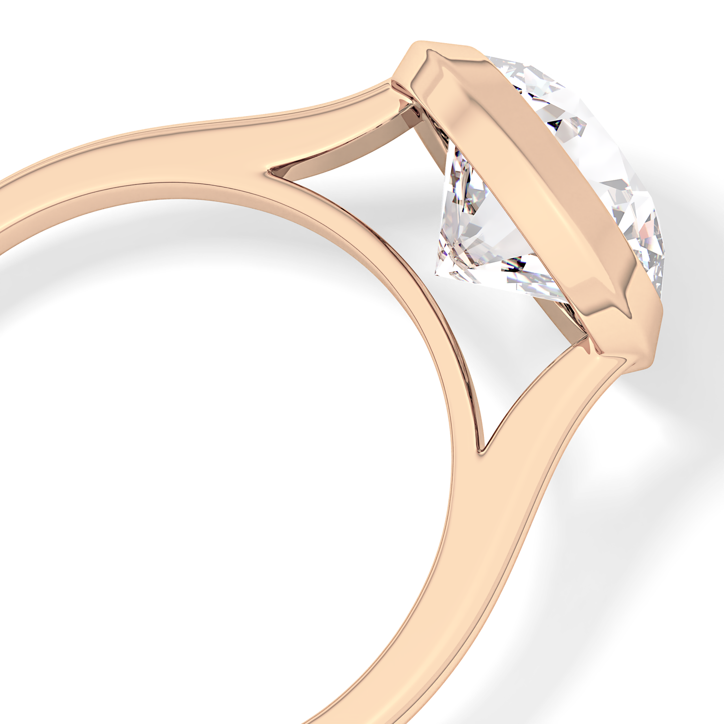 Round Bezel Lab Grown Diamond Engagement Ring