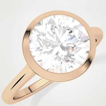 Round Bezel Lab Grown Diamond Engagement Ring