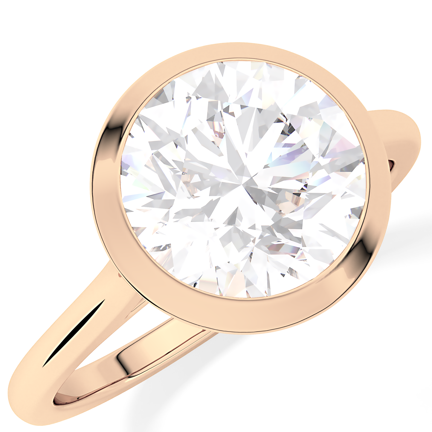 Round Bezel Lab Grown Diamond Engagement Ring
