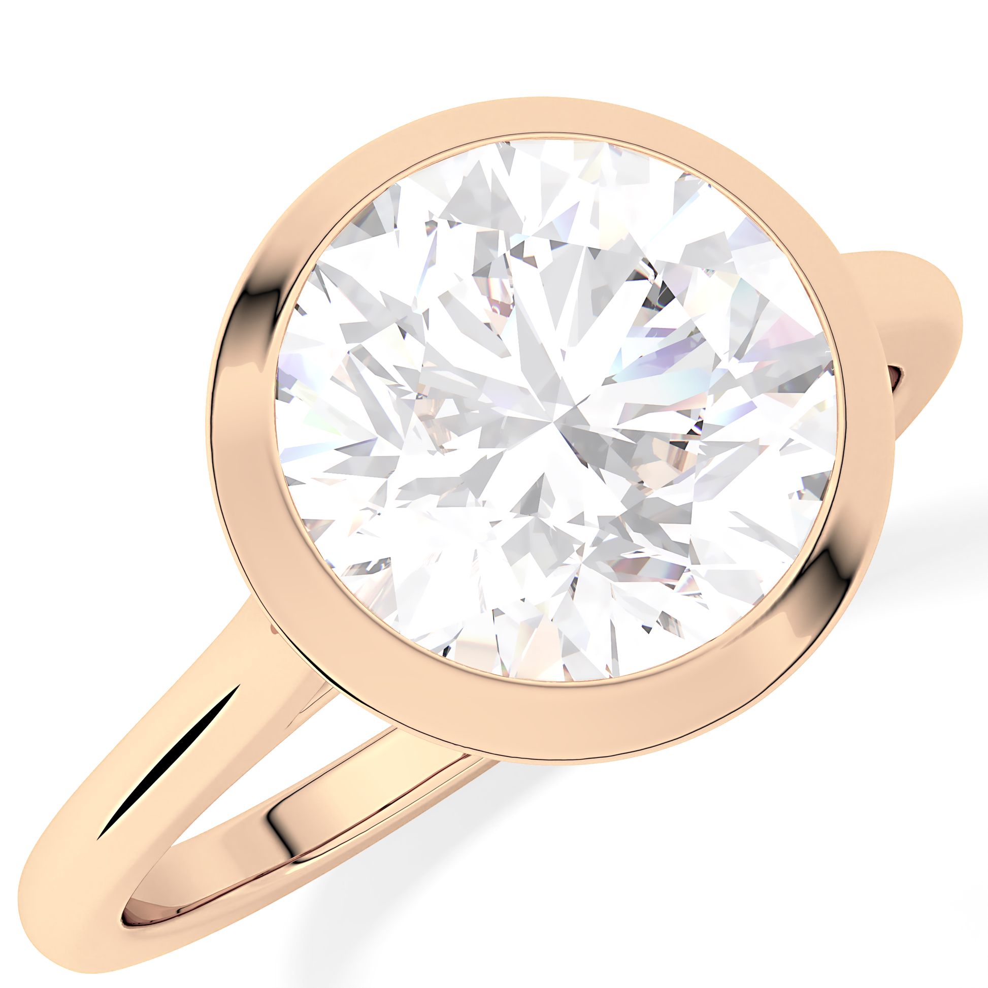 Round Bezel Lab Grown Diamond Engagement Ring