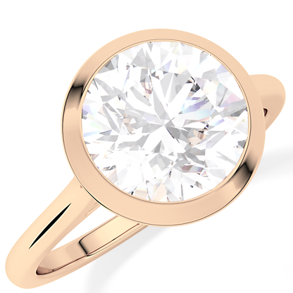 Round Bezel Lab Grown Diamond Engagement Ring
