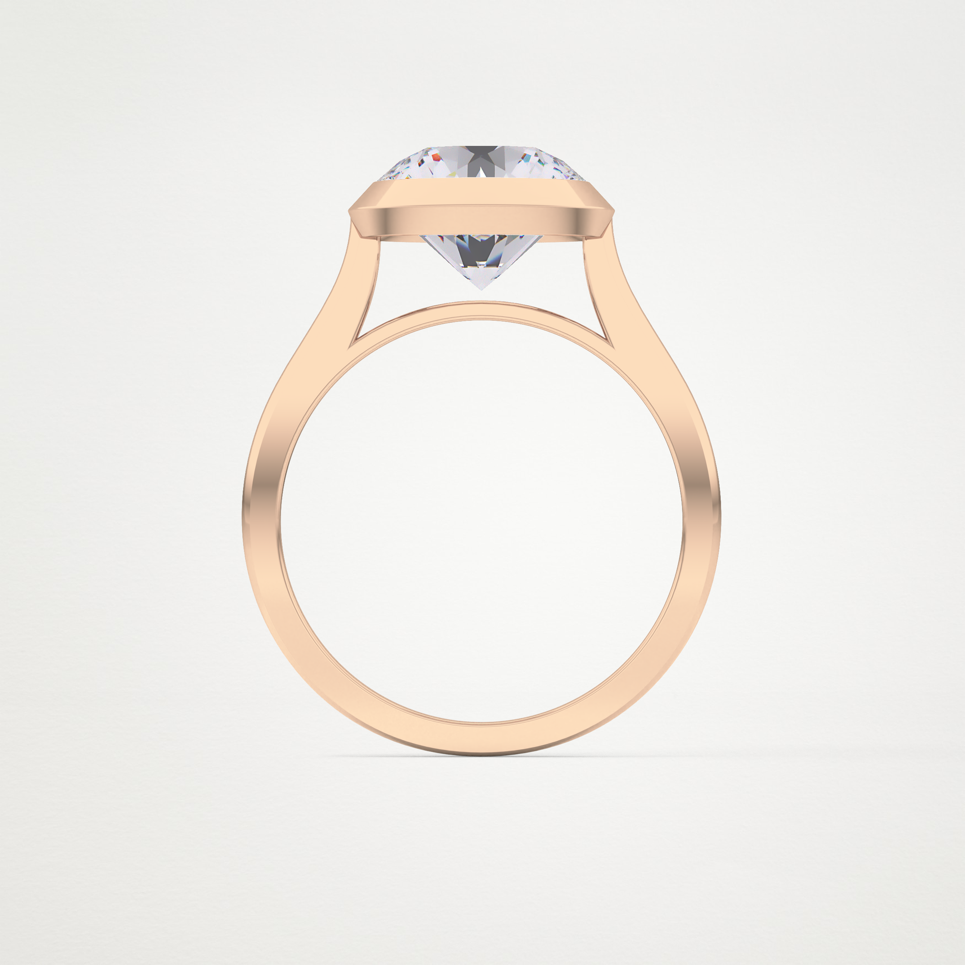 Round Bezel Lab Grown Diamond Engagement Ring