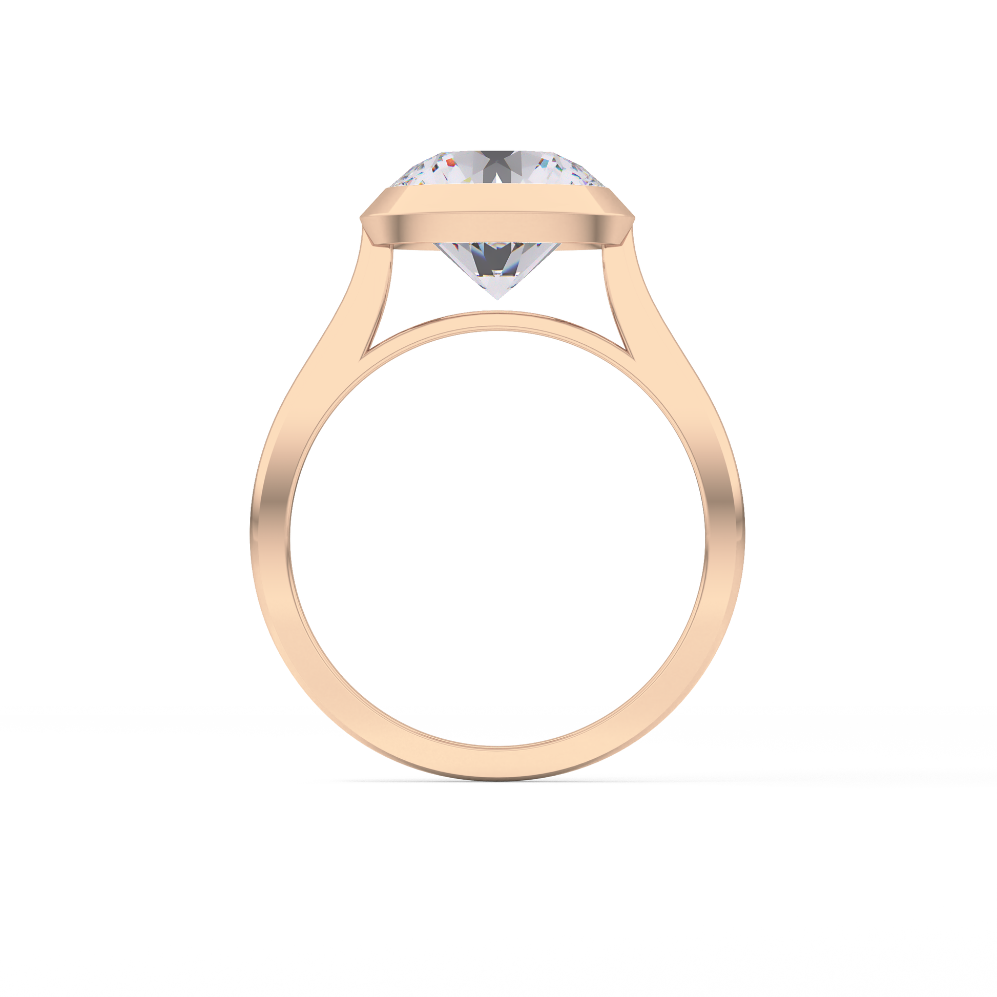 Round Bezel Lab Grown Diamond Engagement Ring