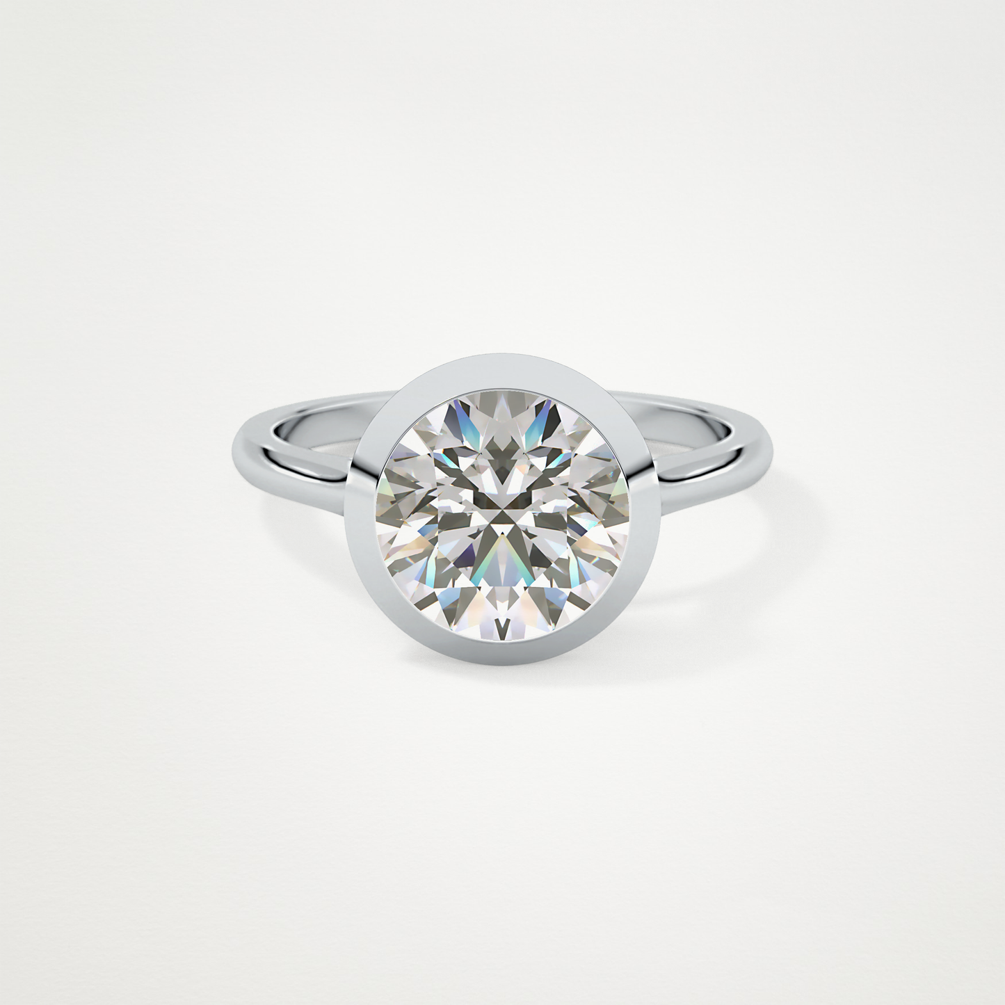 Round Bezel Lab Grown Diamond Engagement Ring