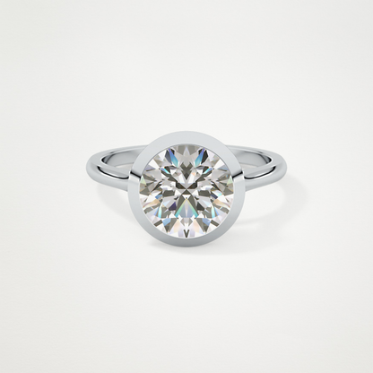 Round Bezel Lab Grown Diamond Engagement Ring