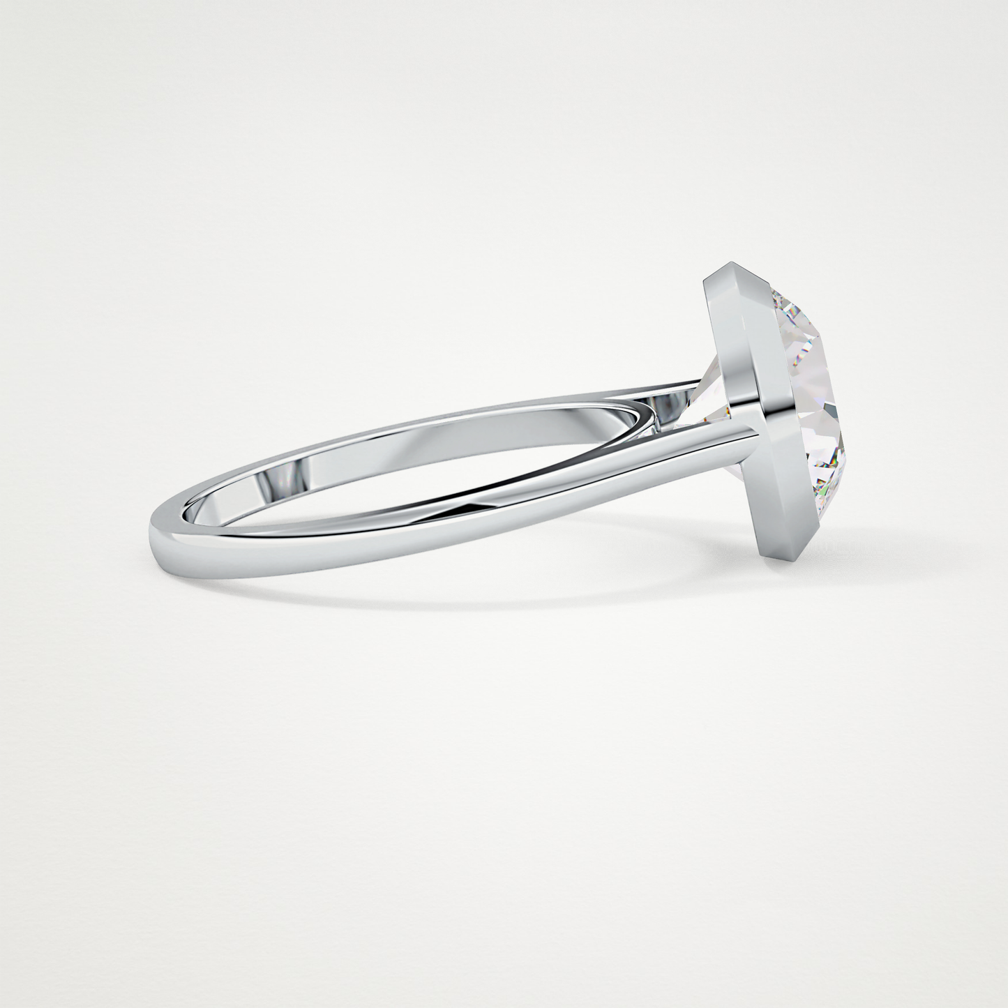 Round Bezel Lab Grown Diamond Engagement Ring