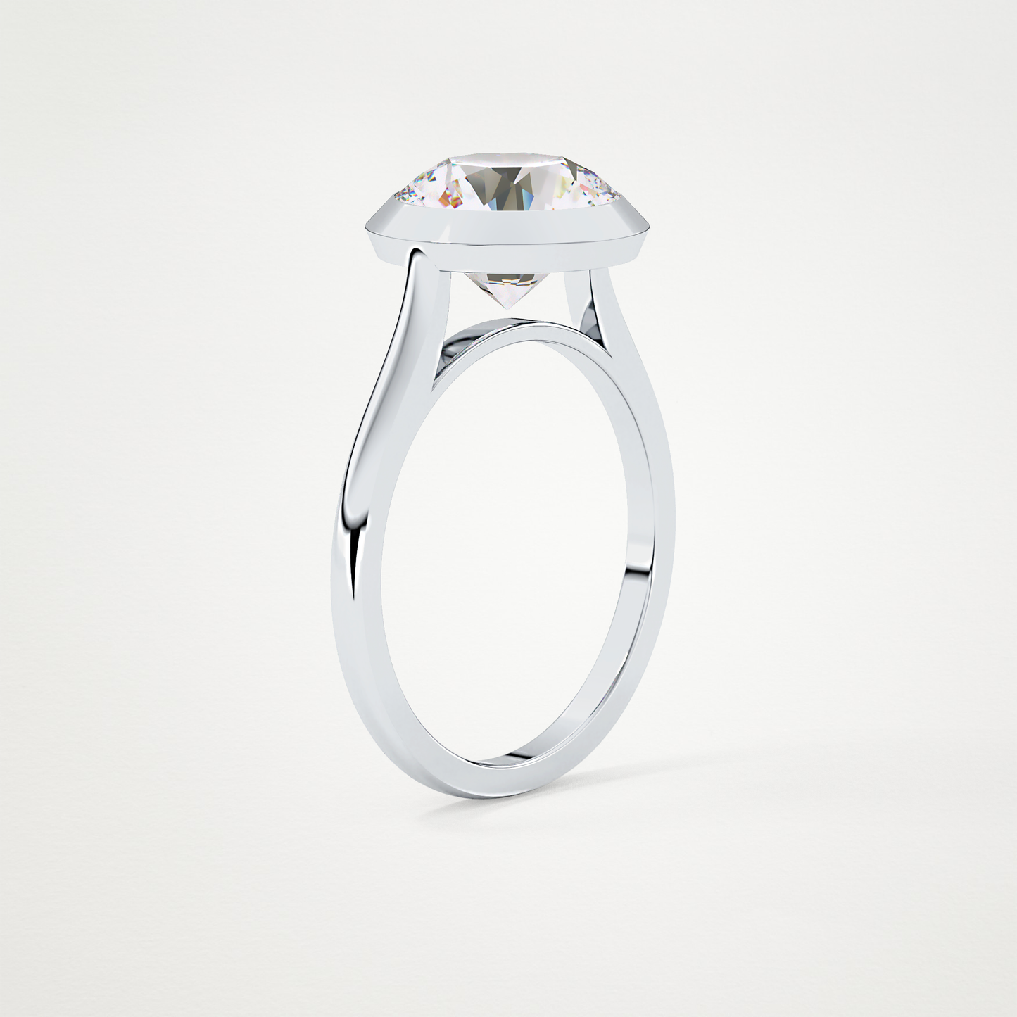 Round Bezel Lab Grown Diamond Engagement Ring