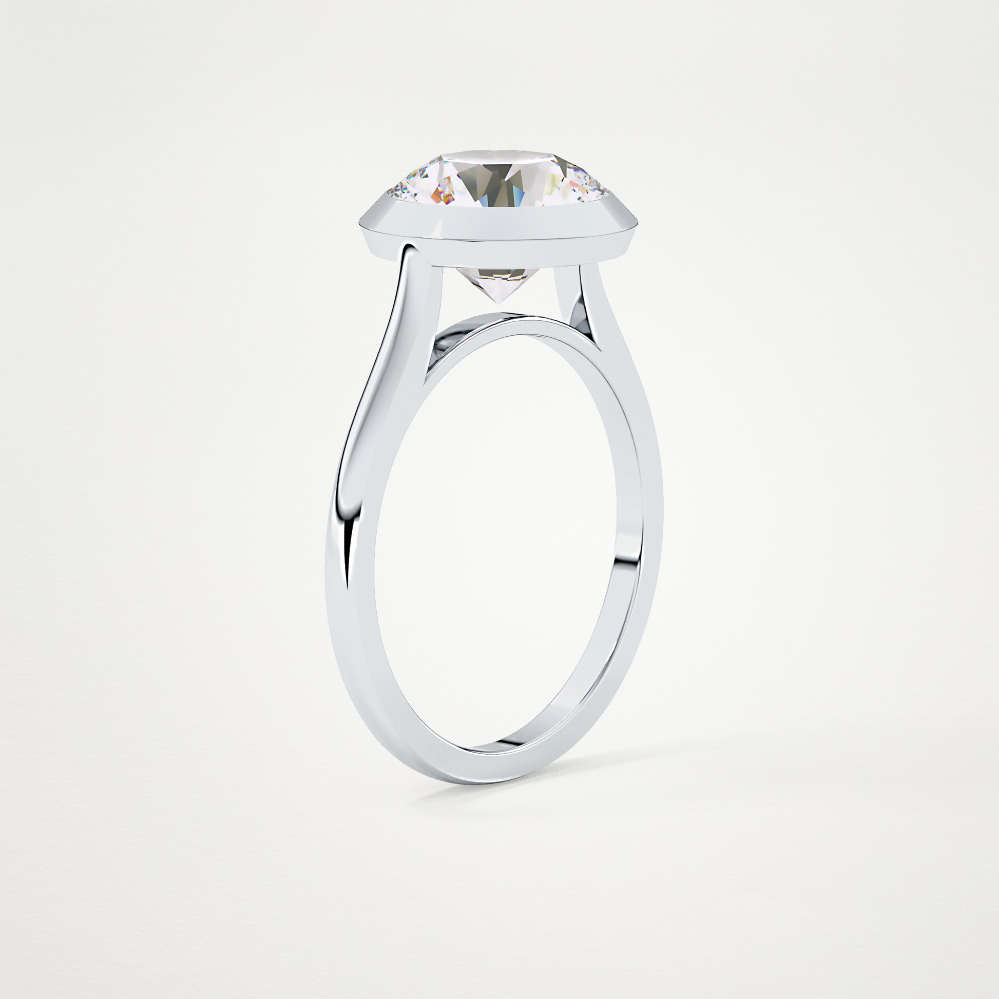 Round Bezel Lab Grown Diamond Engagement Ring