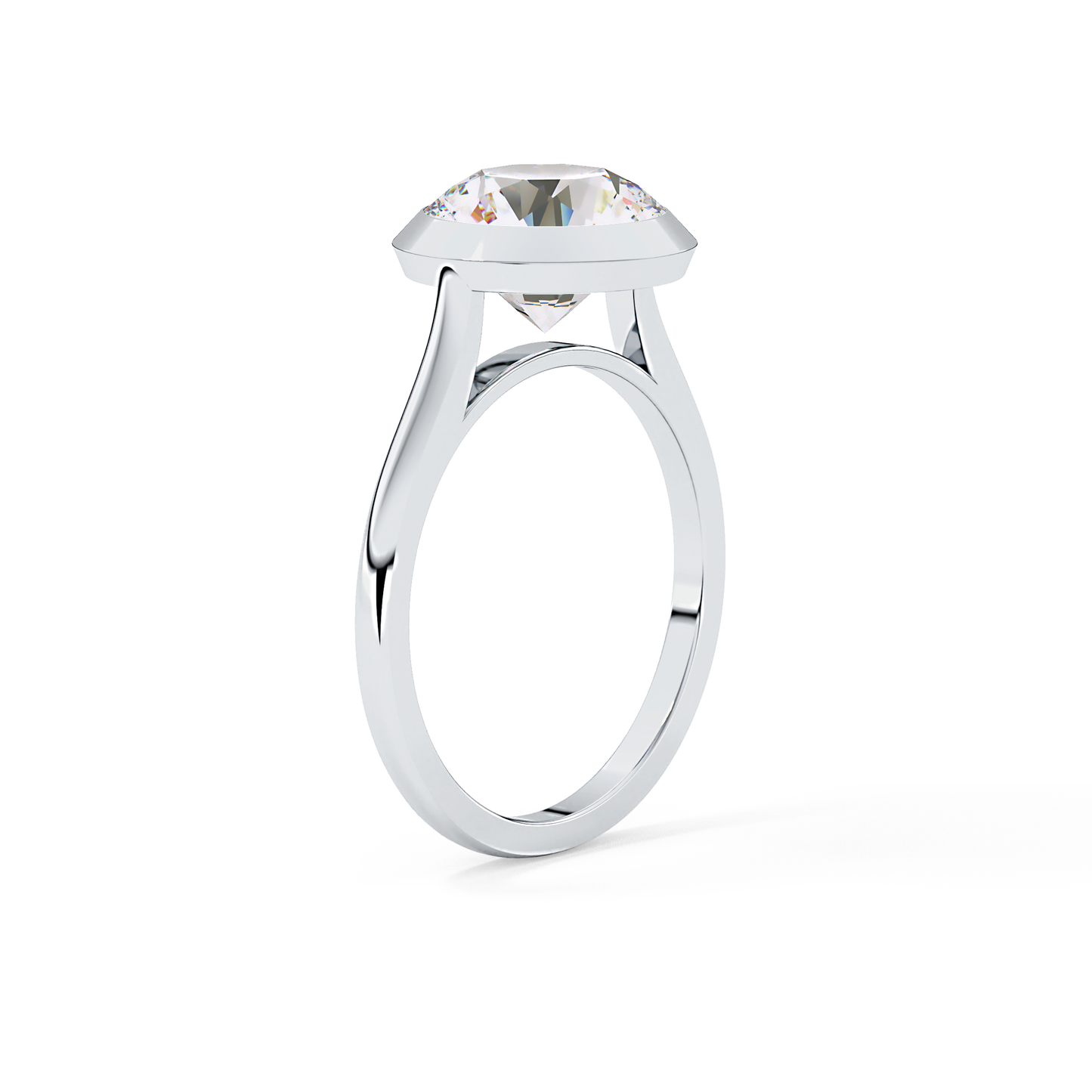 Round Bezel Lab Grown Diamond Engagement Ring