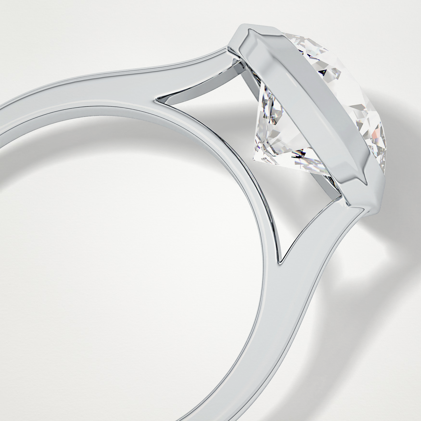 Round Bezel Lab Grown Diamond Engagement Ring