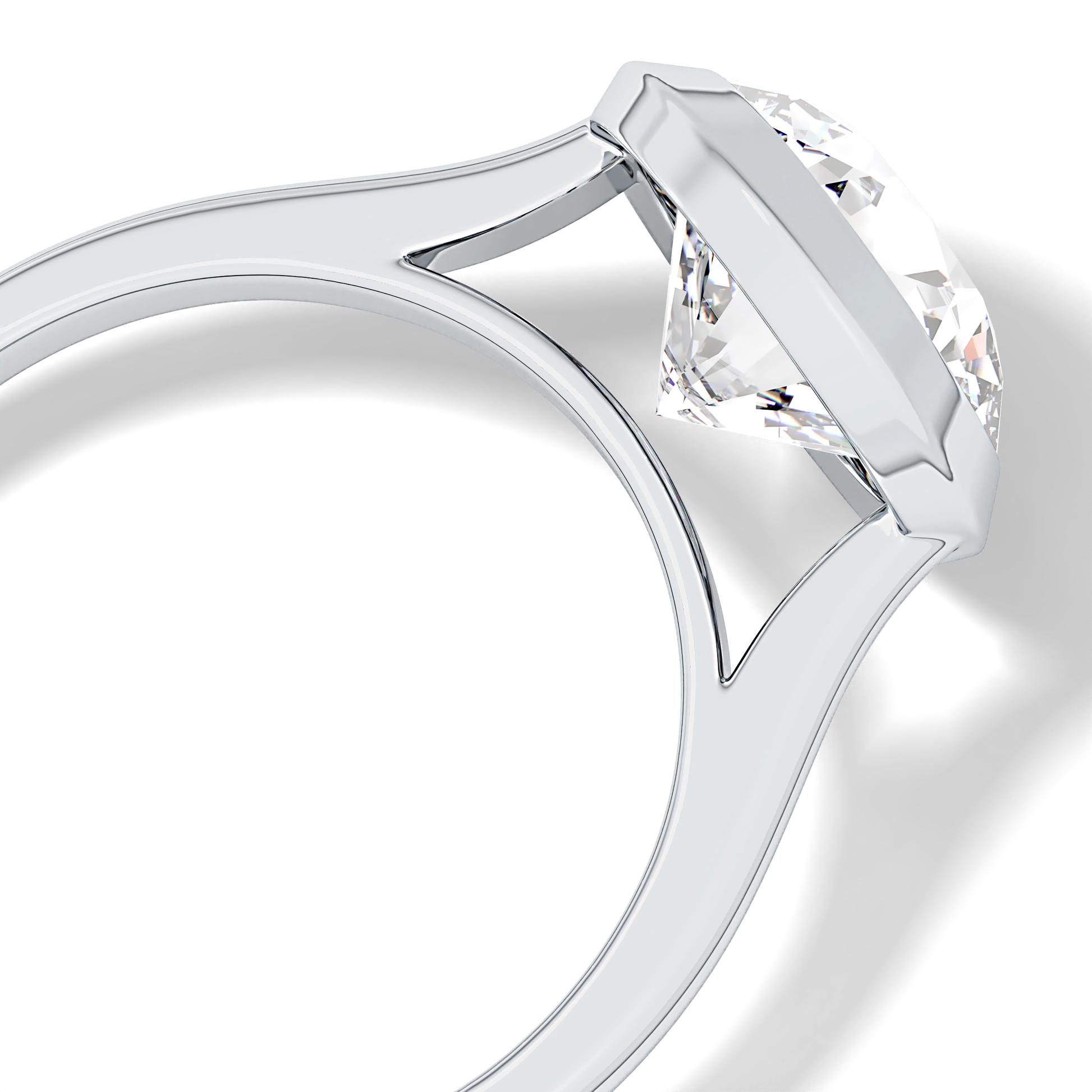 Round Bezel Lab Grown Diamond Engagement Ring