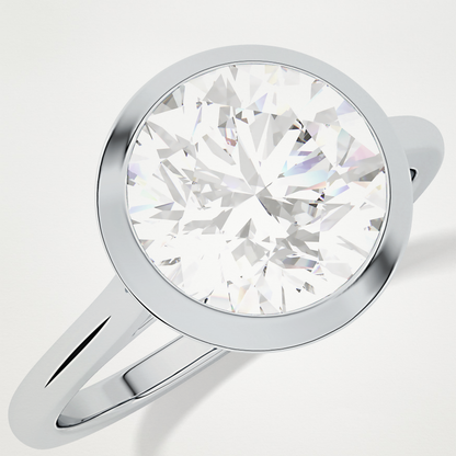 Round Bezel Lab Grown Diamond Engagement Ring
