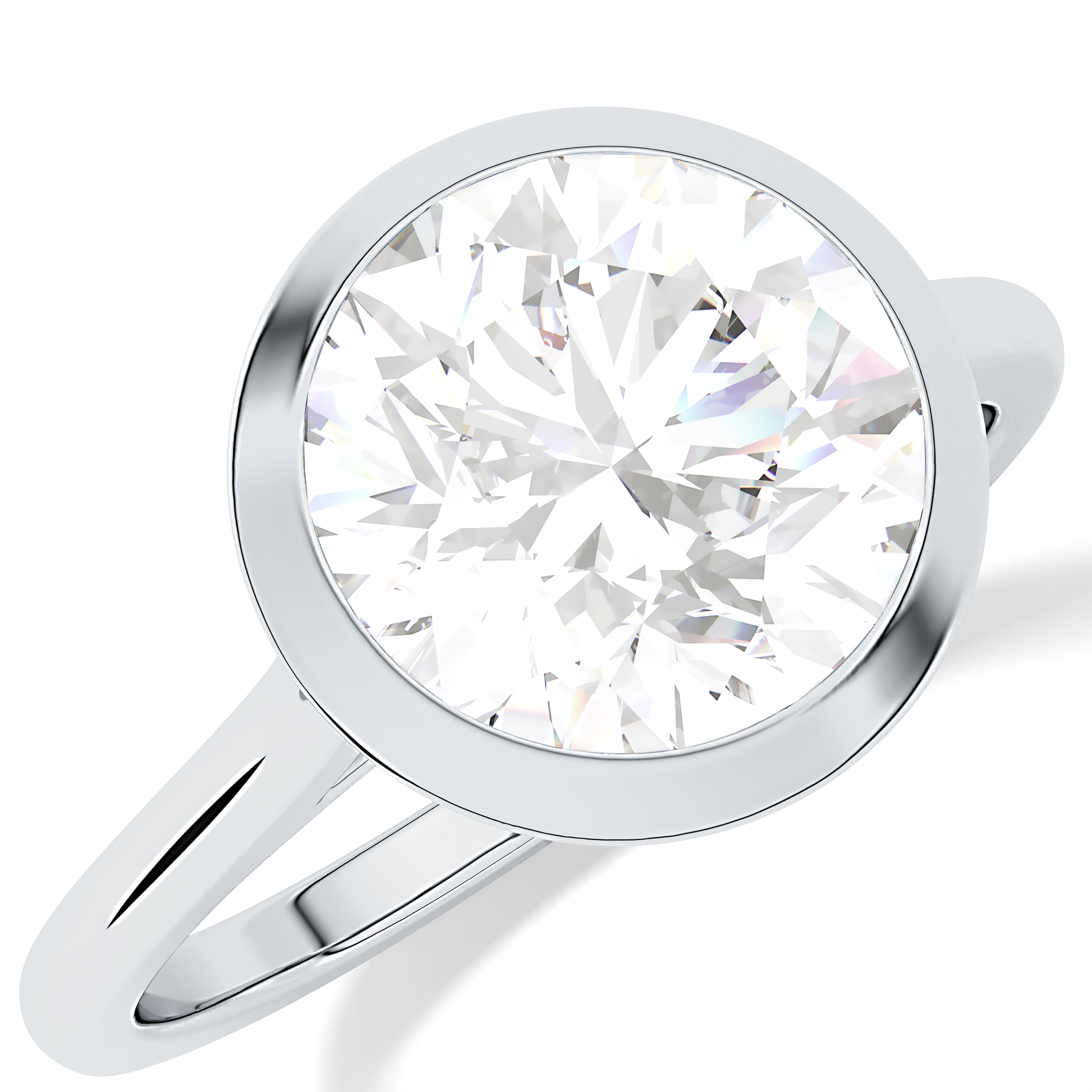 Round Bezel Lab Grown Diamond Engagement Ring