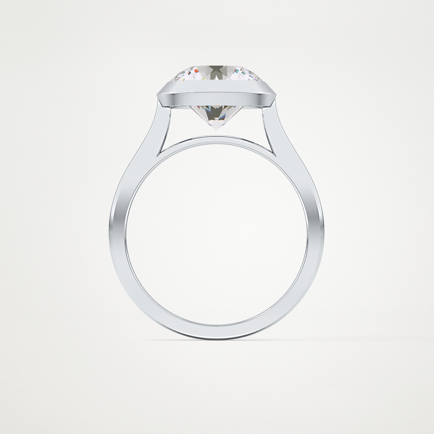 Round Bezel Lab Grown Diamond Engagement Ring