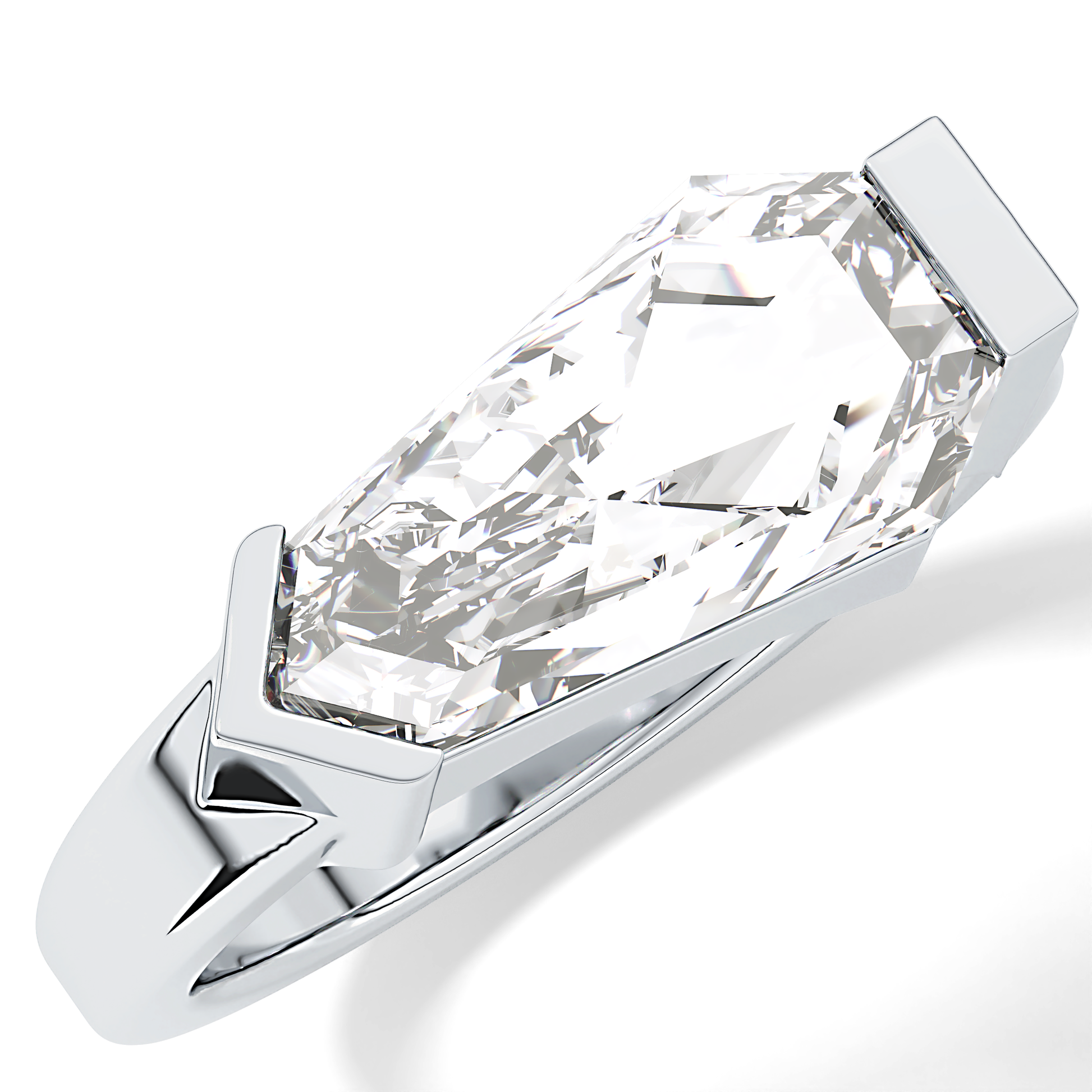 Shield Solitaire Lab Grown Diamond Engagement Ring