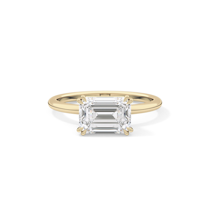 Emerald Solitaire Lab Grown Diamond Engagement Ring