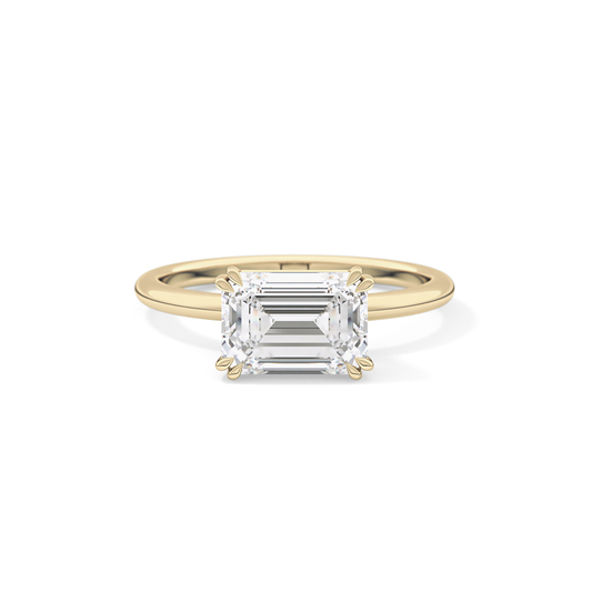 Emerald Solitaire Lab Grown Diamond Engagement Ring