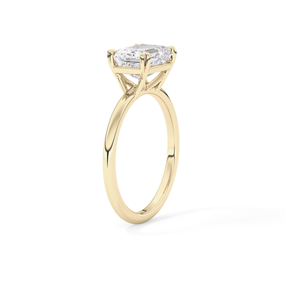 Emerald Solitaire Lab Grown Diamond Engagement Ring