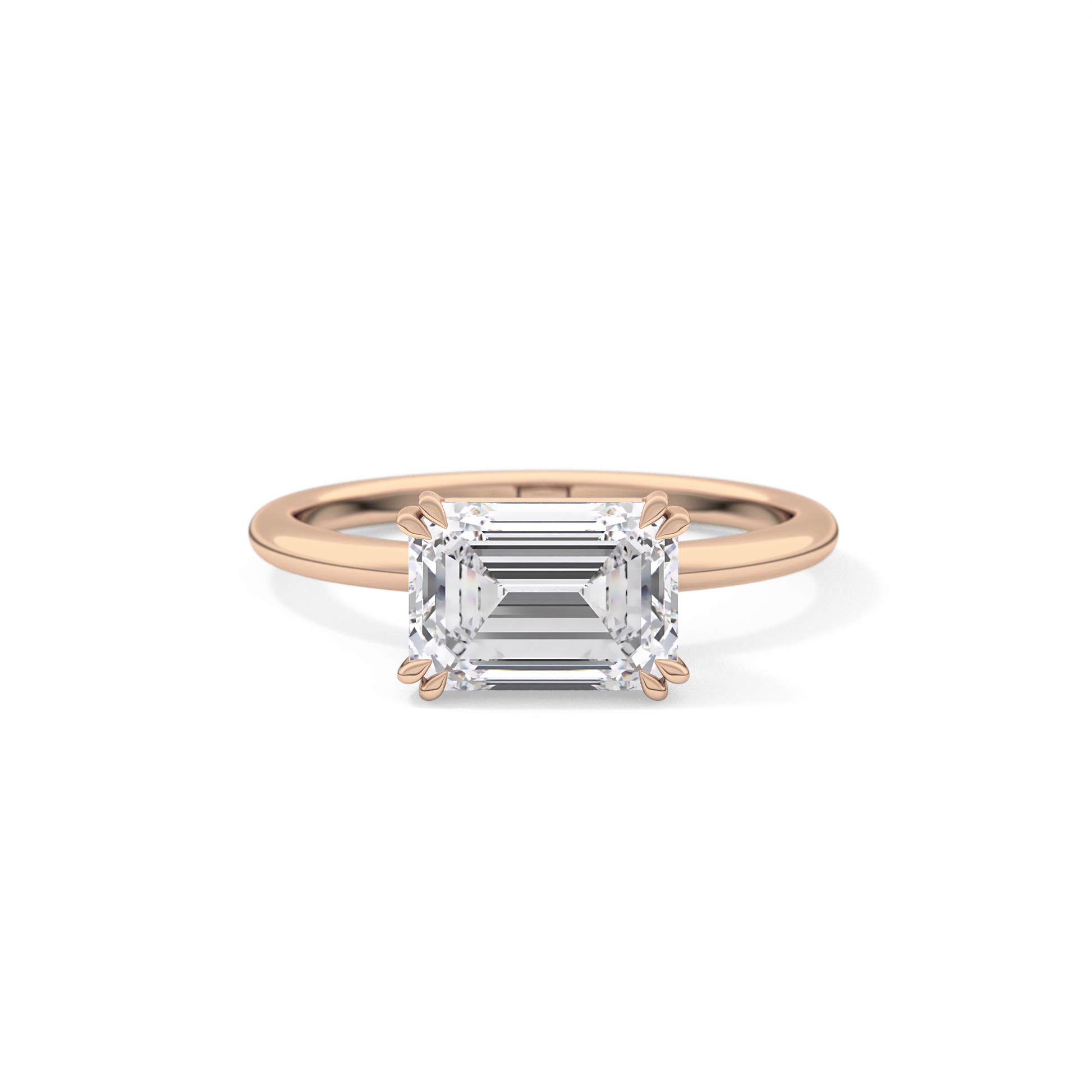 Emerald Solitaire Lab Grown Diamond Engagement Ring
